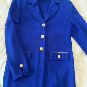 St. John Blue Blazer Classic Structured Suit Jacket